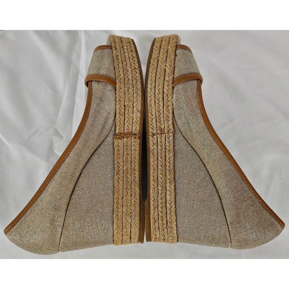 TORY BURCH WOMEN'S BEIGE / BROWN MAJORICA 5" WEDGE HEEL ESPADRILLE SIZE 8 (38.5) - Picture 9 of 14